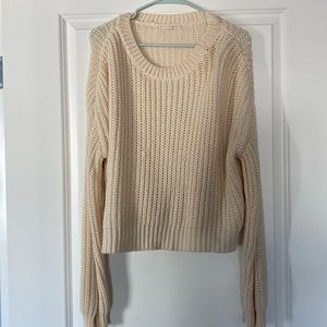 Very comfy, waffle knit, white/cream sweater in size small